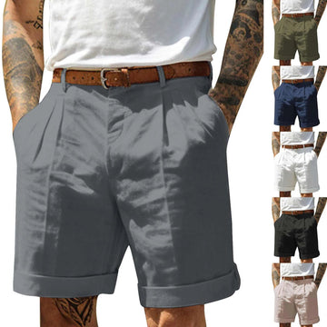 AIDASE  -  Men'S Cotton And Linen Shorts Fashion Casual Solid Color Sexy Elastic Waist Half Length Pants Slim Fit Street Beach Wear aidase-shop